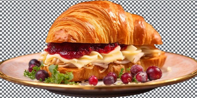 Tempting Croissant Sandwich isolated on transparent background