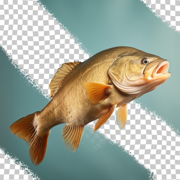 Tench fish in freshwater with transparent background