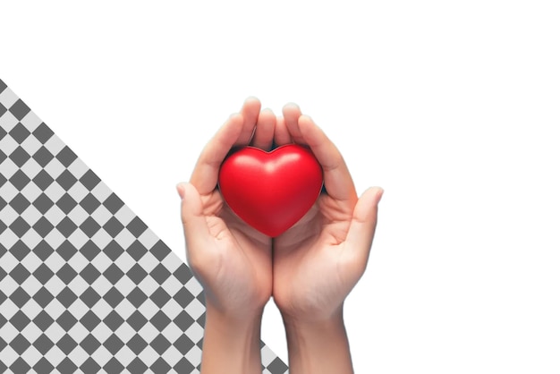 PSD tender hands holding heart isolated on transparent background love and care