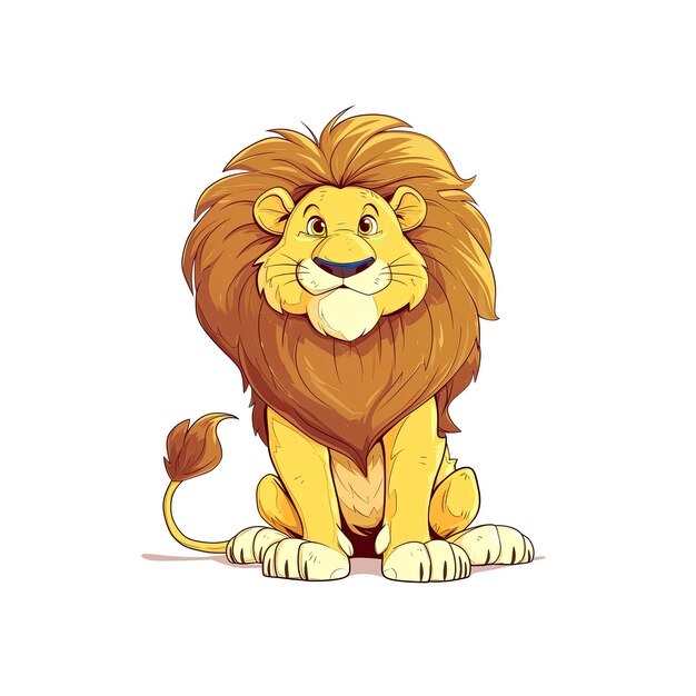 Tender Lion Cartoon Its Mane Flowing Cartoon Illustration