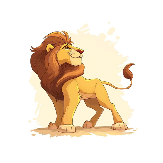 Tender Lion Cartoon Its Mane Flowing Cartoon Illustration