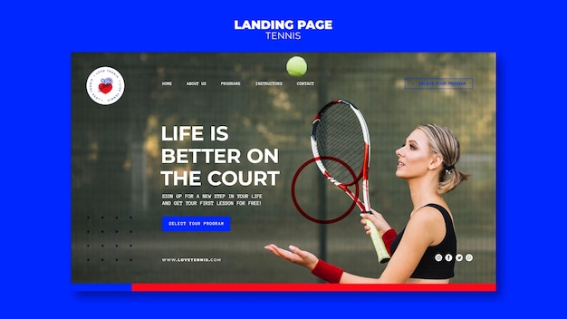 Tennis concept landing page template