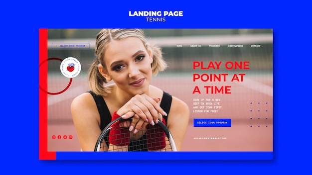 Tennis concept landing page template