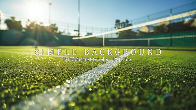 A tennis court with a white line down the middle