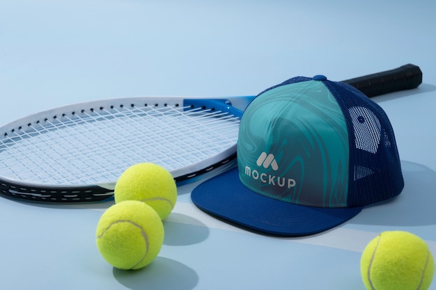 Tennis essentials with 80s aesthetic