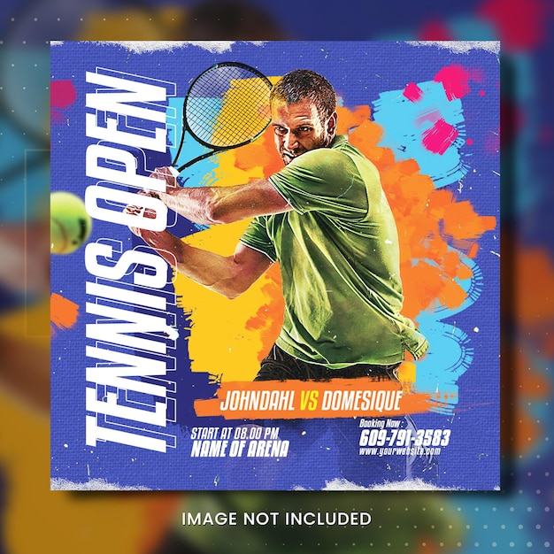 Tennis open poster with a man playing tennis