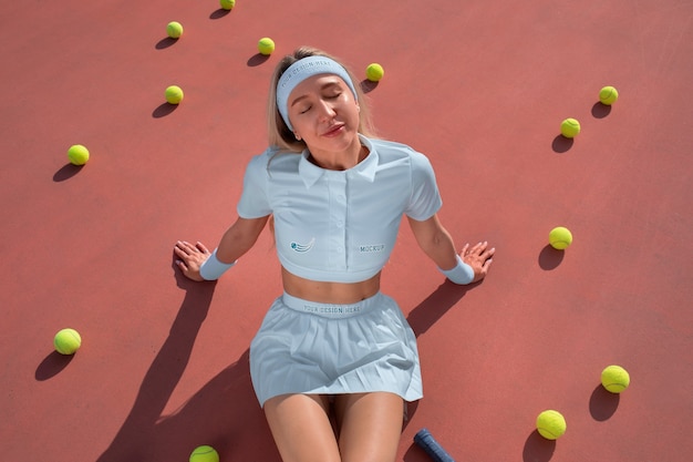 Tennis outfit mockup with 80s aesthetic