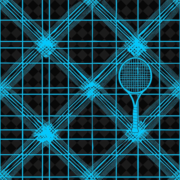 PSD tennis racket with a net on a black background