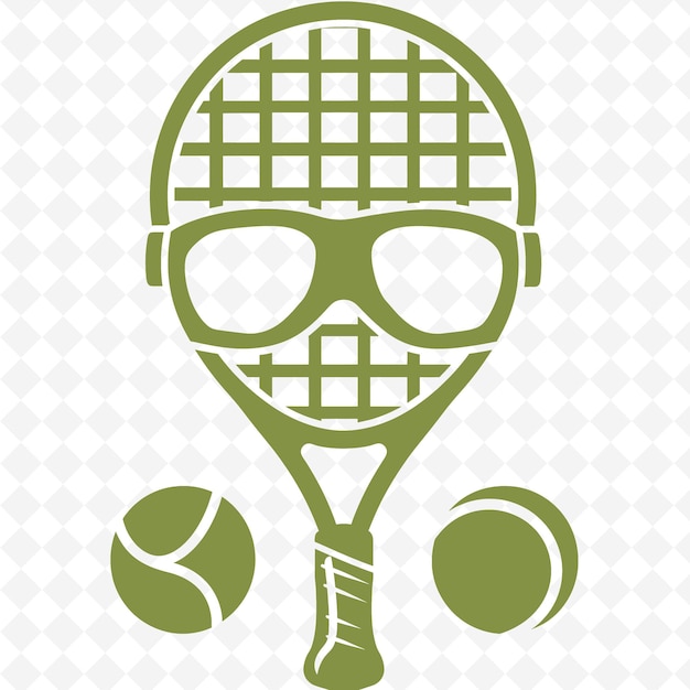 PSD a tennis racket with a tennis ball and sunglasses on a white background