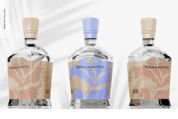 Tequila Glass Bottle Set Mockup