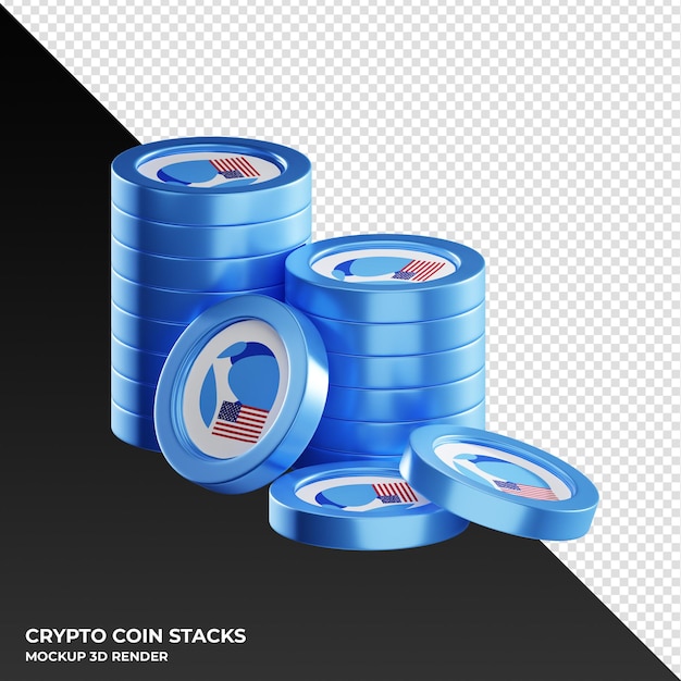 TerraClassicUSD USTC coin stacks cryptocurrency 3D render illustration