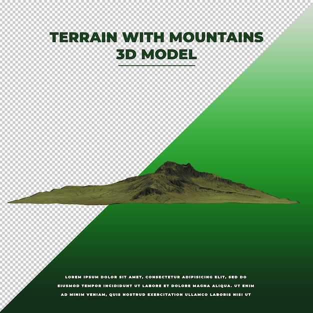 Terrain with mountains 3D isolated model