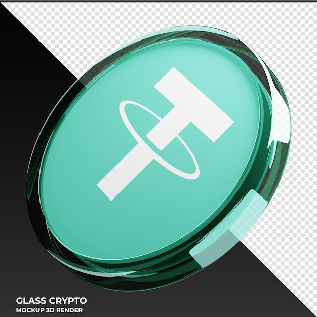 Tether USDT Glass Crypto Coin 3D Illustration