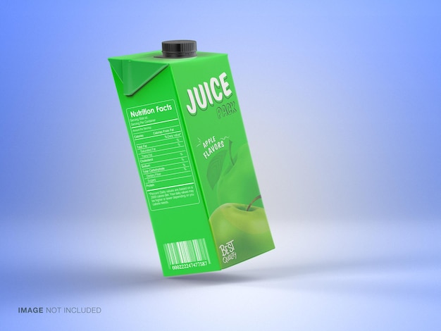 Tetra realistic juice packaging mockup with cap