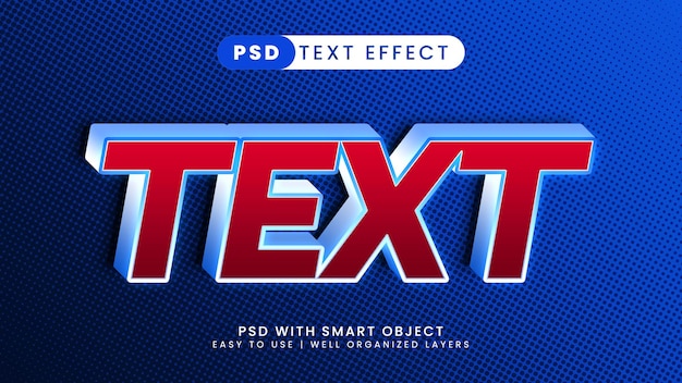 Text editable text effect with red and blue text style