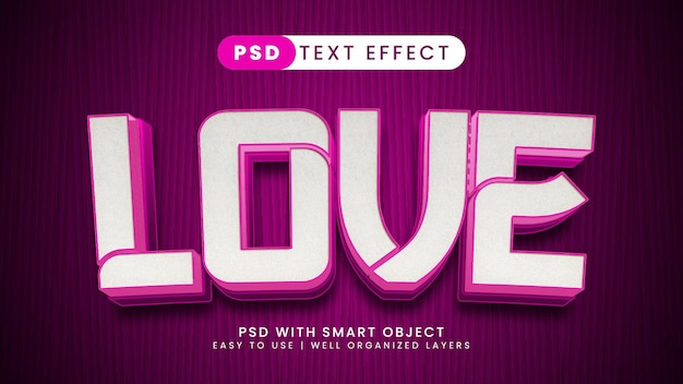 Text effect 3d pink lovely