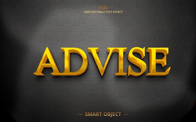 Text Effect Advice 3D PSD Creative Gold color design