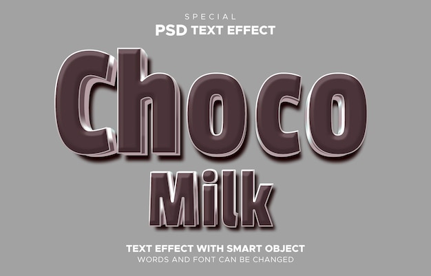 Text effect choco milk smart object editable