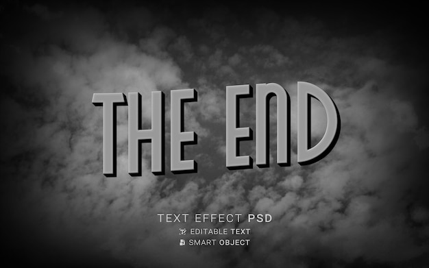 Text effect the end old movie design