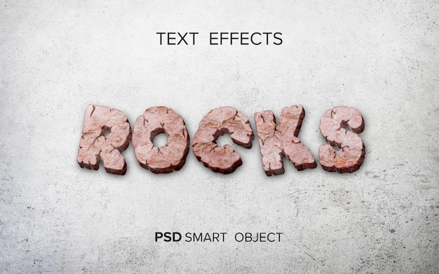 Text effect stylized rocks