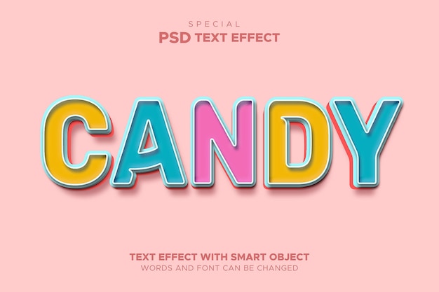 Text effect sugar candy smart object editable