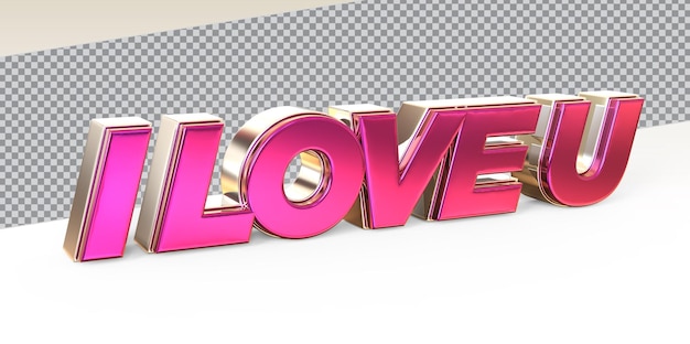 PSD text i love u 3d render