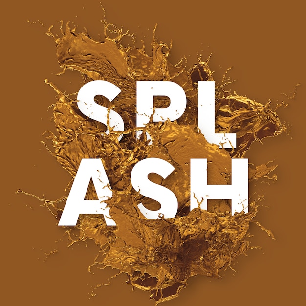 Text letters in splash liquid - gold 2