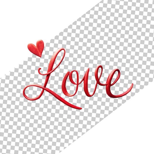 PSD text love you valentine day on transparent background