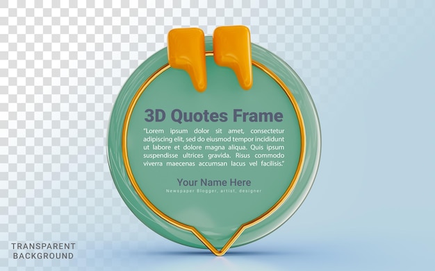 PSD text quote speech blank comma quotation word message bubble symbol or information 3d render icon