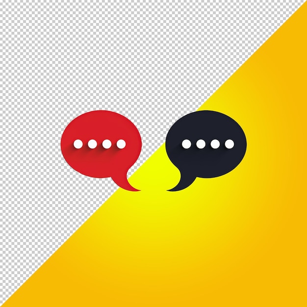 PSD text speech bubbles isolated on transparent background