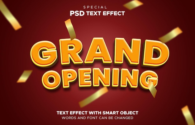 Text style 3d effect grand opening mockup