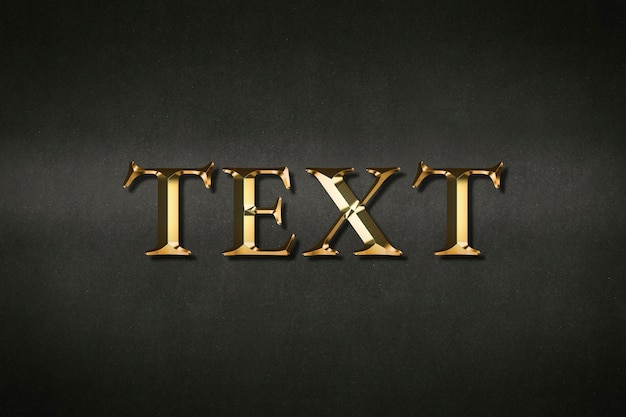 PSD text typography in gold effect on a black background