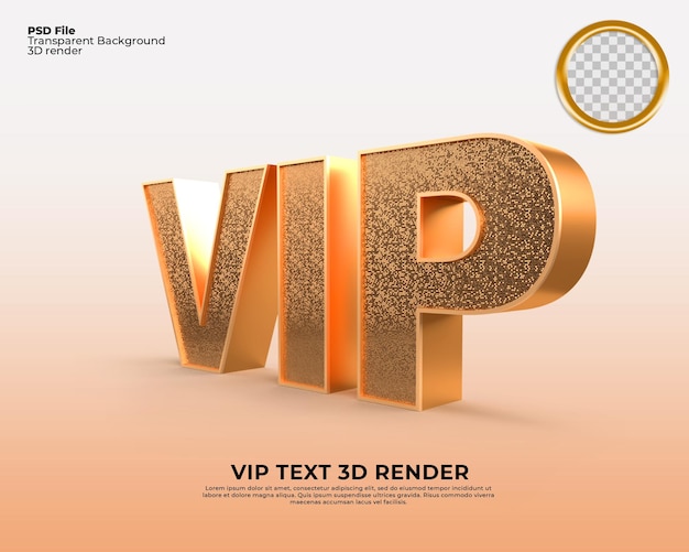 Text vip 3d render gold luxury diamond