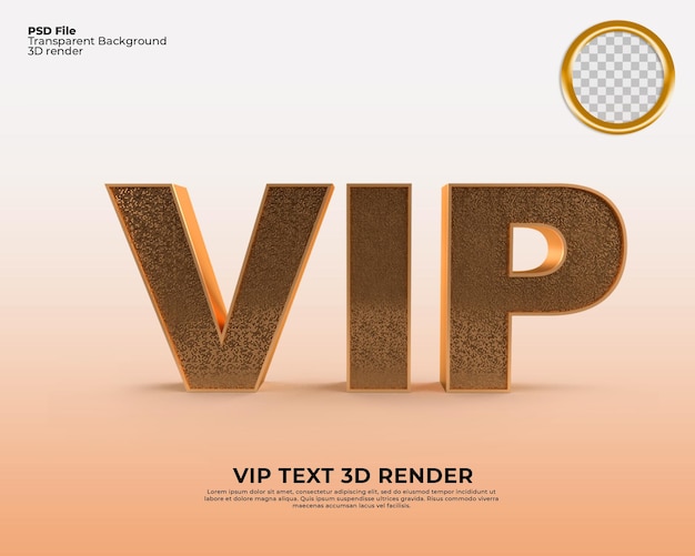 Text vip 3d render gold luxury diamond