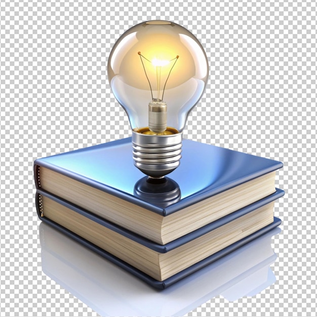 PSD textbook with a light bulb 3d rendering