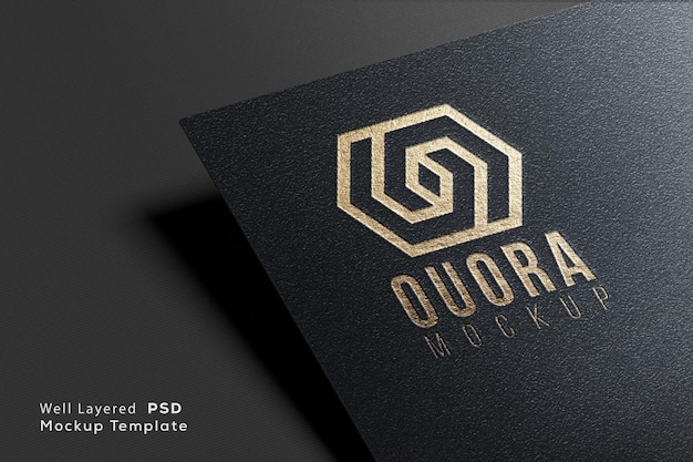 Textured business card paper mockup emboss text style