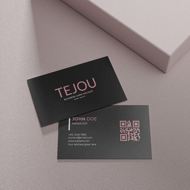 Textured business card paper mockup