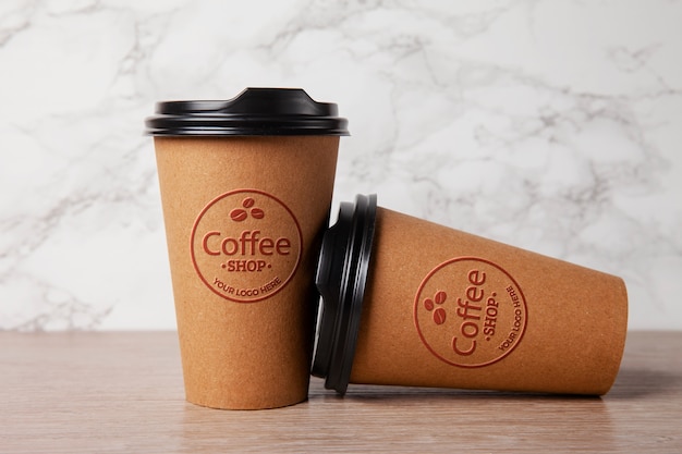 Textured logo on paper cup