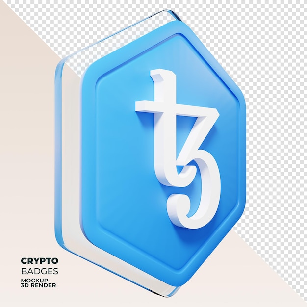 Tezos XTZ Badge Left View 3D rendering coin