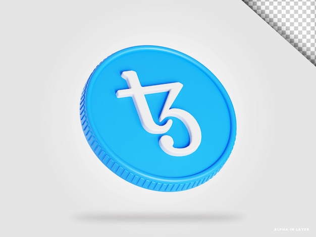 Tezos xtz cryptocurrency coin 3d rendering isolated