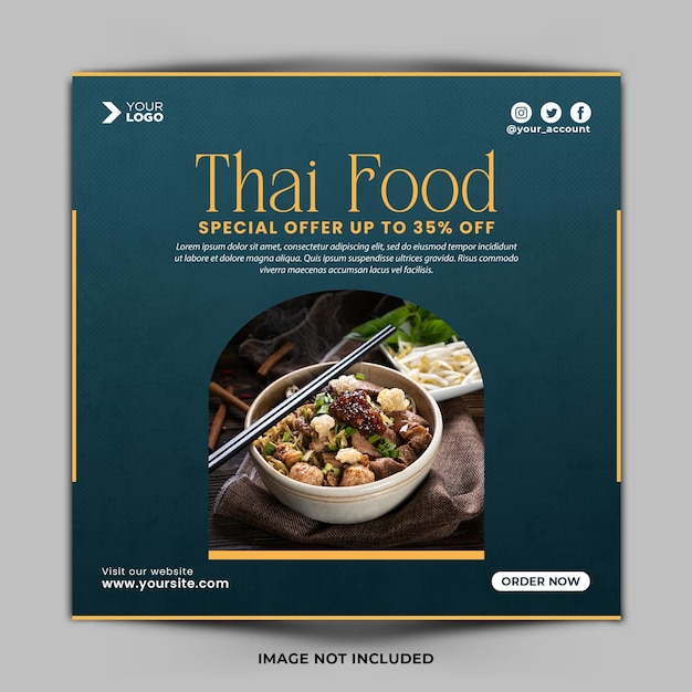 Thai Food Menu Instagram Post or Social Media Post Template