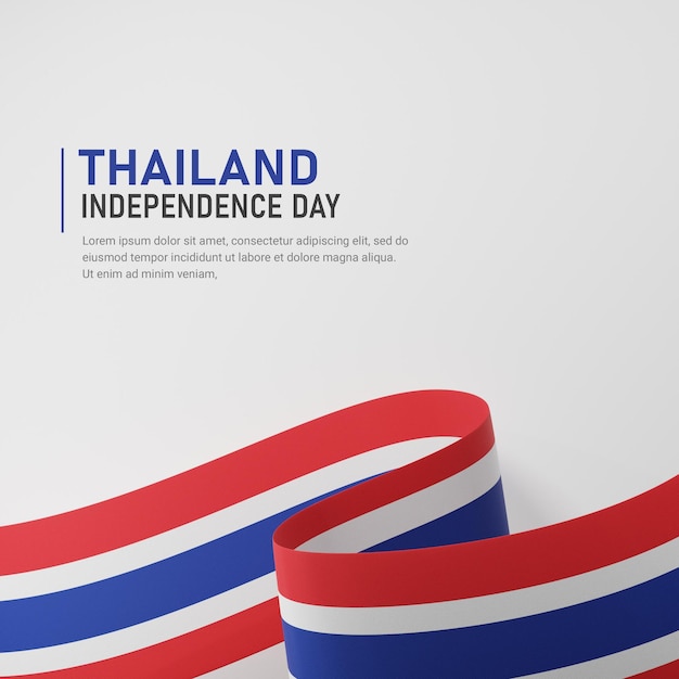 Thailand independence day waving ribbon flag square banner template