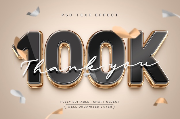 Thank you 100K 3d style text effect