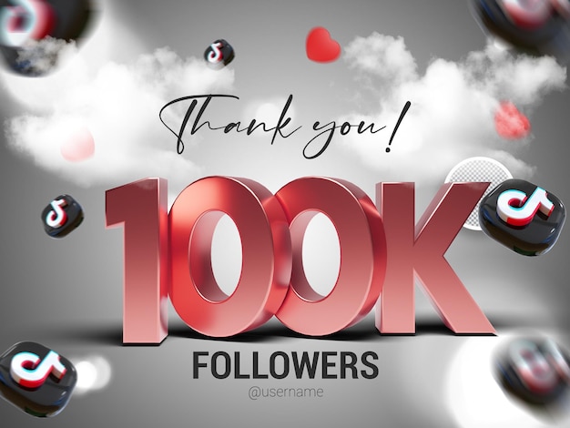 PSD thank you 100k followers on tiktok psd