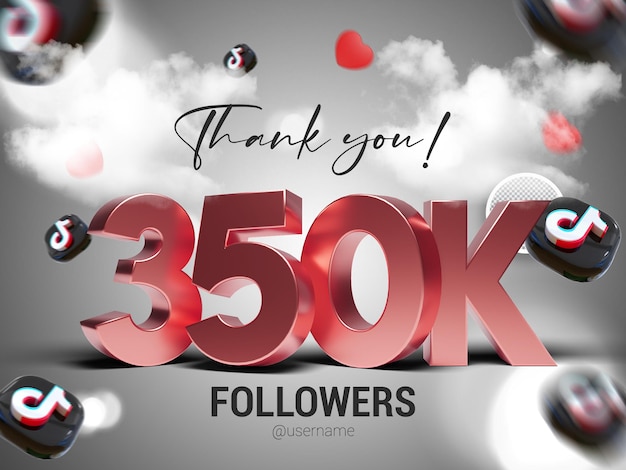 PSD thank you 350k followers on tiktok psd