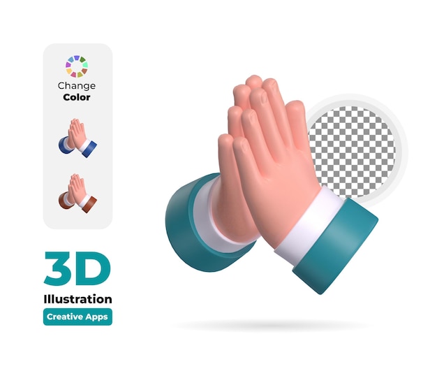 Thank You hand gesture cartoon icon 3d illustration