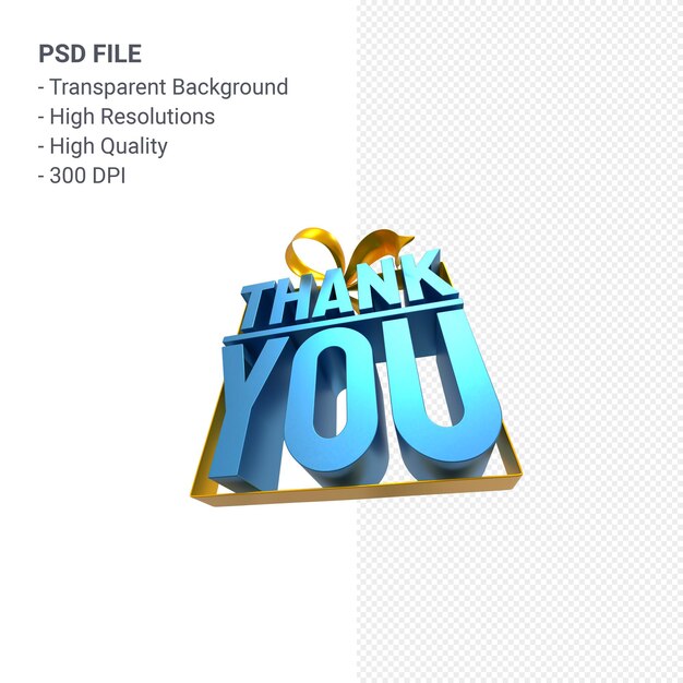 Thank you with bow and ribbon 3d design