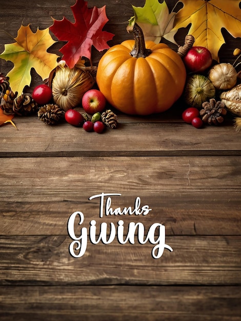 Thanks giving greetings card or template background with editable file