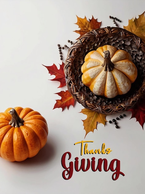 Thanks giving greetings card or template background with editable file