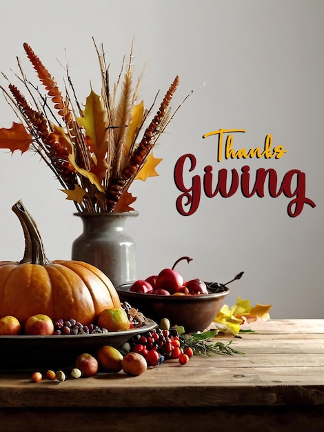 Thanks giving greetings card or template background with editable file